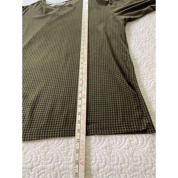 TAPEMEASURE Vintage Houndstooth Tunic Olive Green Boat Neck Lagenlook Size L - Picture 9 of 9